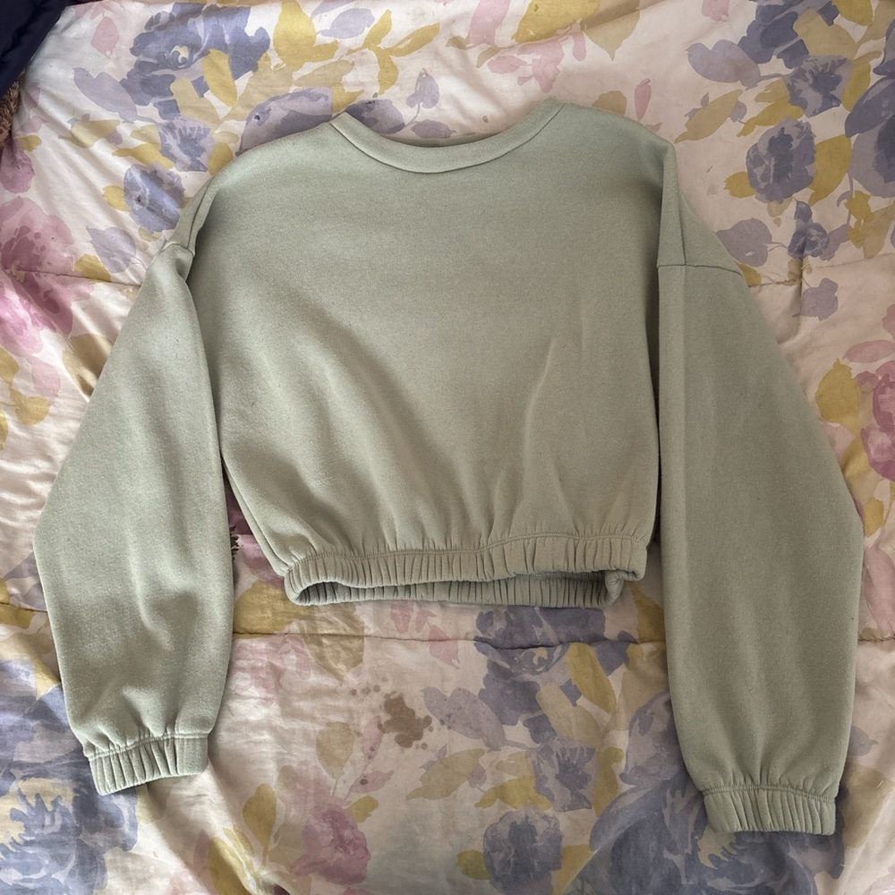 Sage Green Cropped Sweatshirt